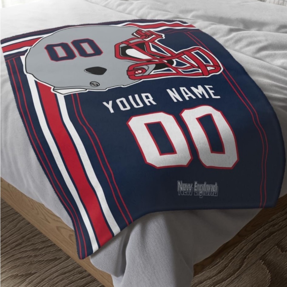 NFL Customizable Sports Team Fleece Blanket - Navy and Red Order your favorite